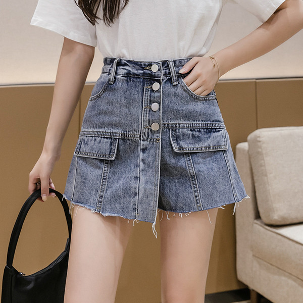 Új modell női szoknya-nadrág transzferrel és gombokkal