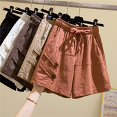 Női alkalmi rövidnadrág elasztikus derékkal és zsebekkel