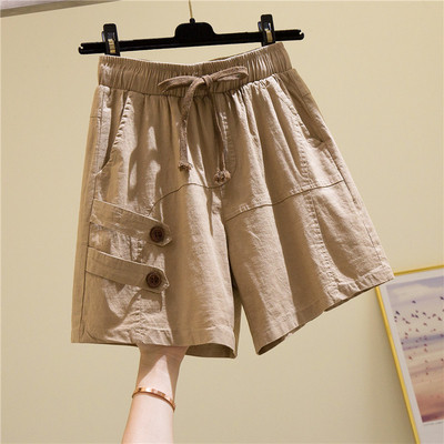 Női alkalmi rövidnadrág elasztikus derékkal és zsebekkel