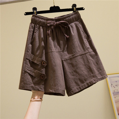 Női alkalmi rövidnadrág elasztikus derékkal és zsebekkel