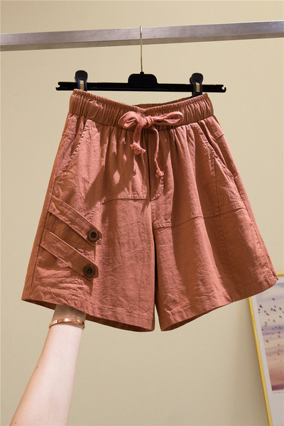 Női alkalmi rövidnadrág elasztikus derékkal és zsebekkel