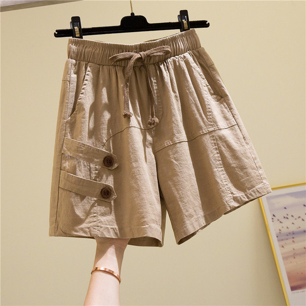 Női alkalmi rövidnadrág elasztikus derékkal és zsebekkel