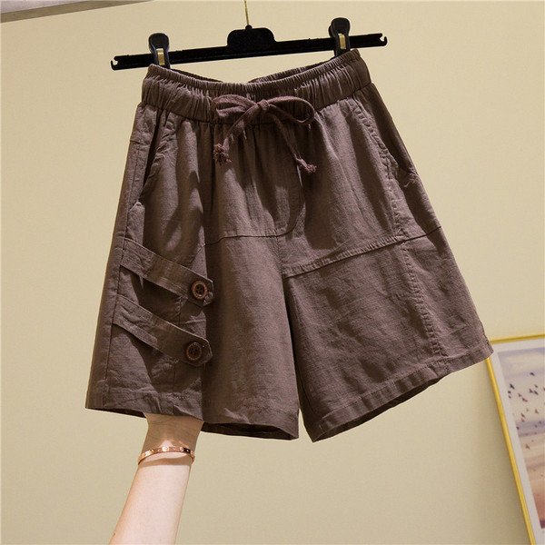 Női alkalmi rövidnadrág elasztikus derékkal és zsebekkel