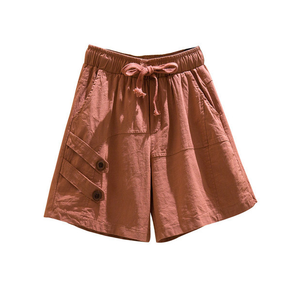 Női alkalmi rövidnadrág elasztikus derékkal és zsebekkel