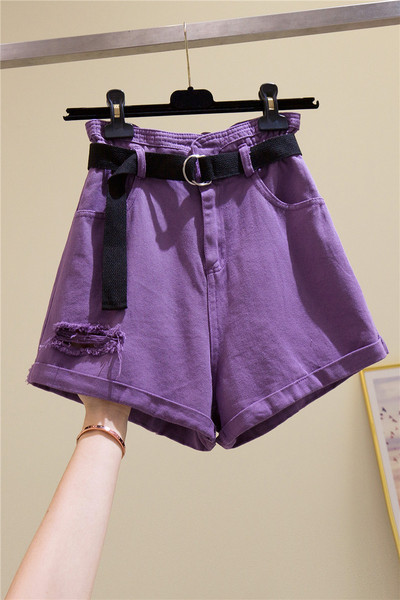 Női alkalmi farmer övvel és magas derékkal