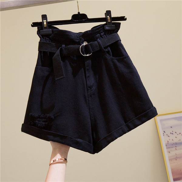 Női alkalmi farmer övvel és magas derékkal