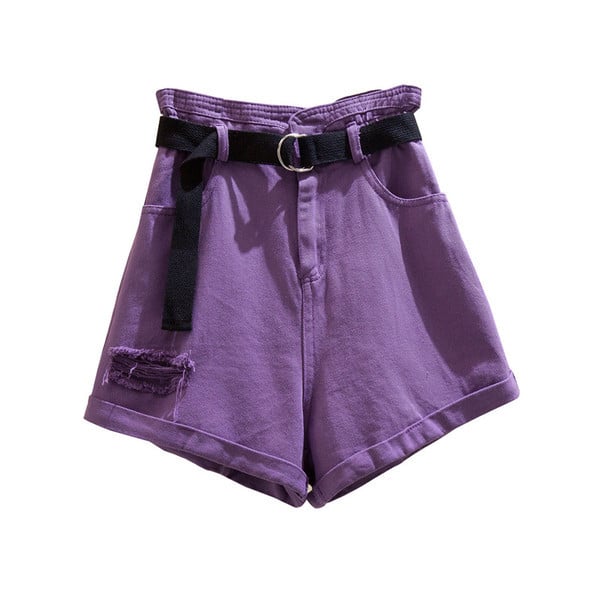 Női alkalmi farmer övvel és magas derékkal