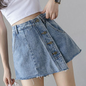 Alkalmi női szoknya-farmer nadrág gombokkal