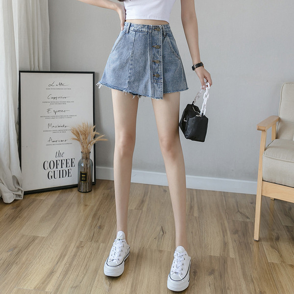 Alkalmi női szoknya-farmer nadrág gombokkal