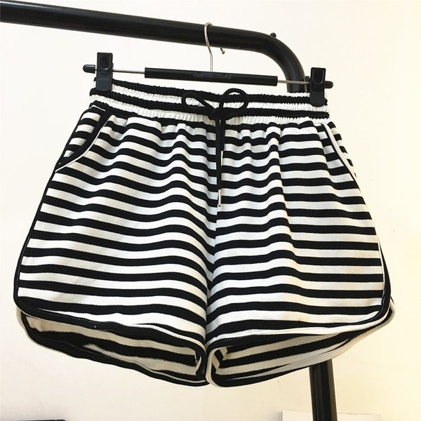 Női alkalmi csíkos nadrág elasztikus derékkal és megkötővel