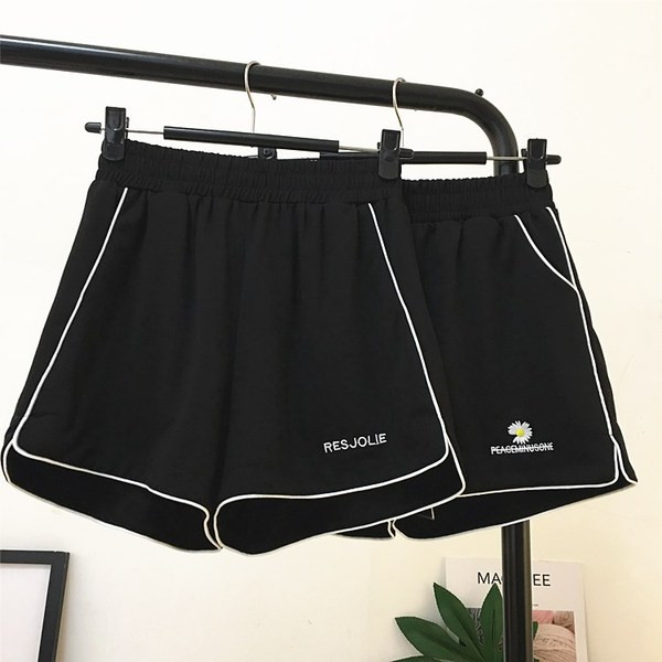 Alkalmi rövidnadrág elasztikus derékkal és hímzéssel