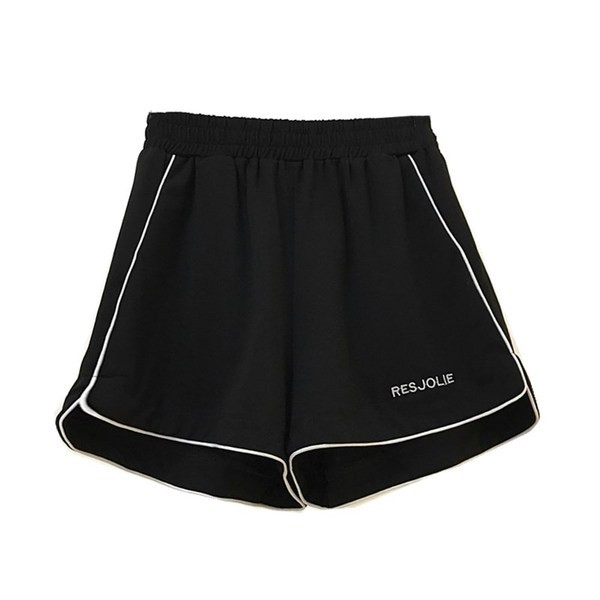 Alkalmi rövidnadrág elasztikus derékkal és hímzéssel