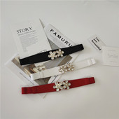 Tanak ženski elastični remen s kamenčićima