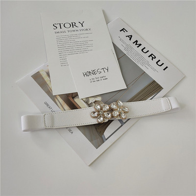 Tanak ženski elastični remen s kamenčićima