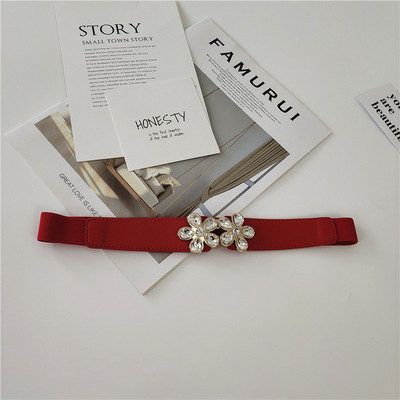 Tanak ženski elastični remen s kamenčićima