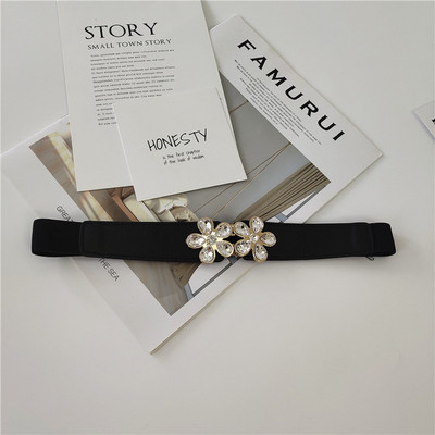 Tanak ženski elastični remen s kamenčićima