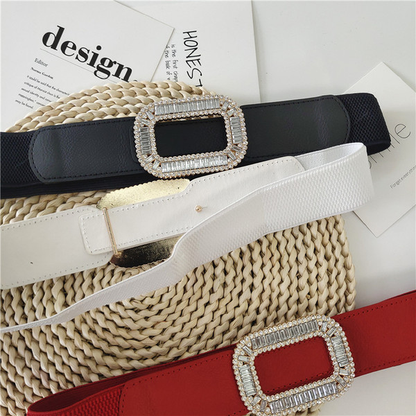 Elasztikus női deréköv köves díszítéssel