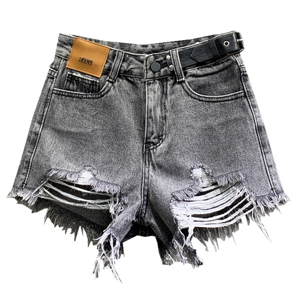 Női rövidnadrág szakadt elemekkel szürke színben