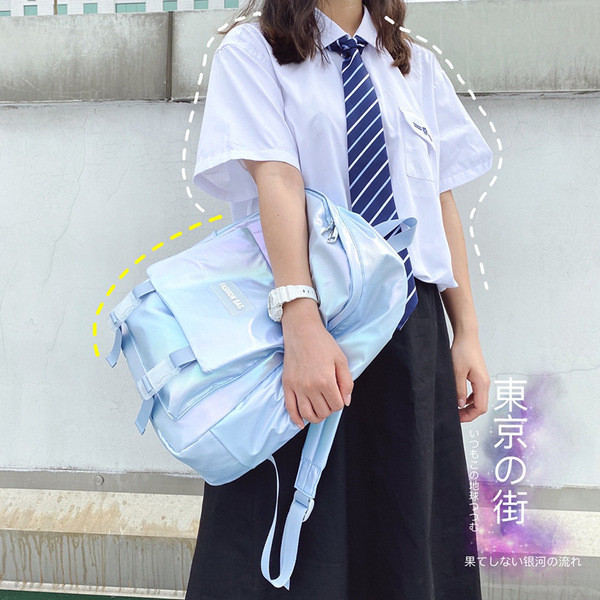 Hétköznapi női hátizsák új modellje kék és rózsaszín színben