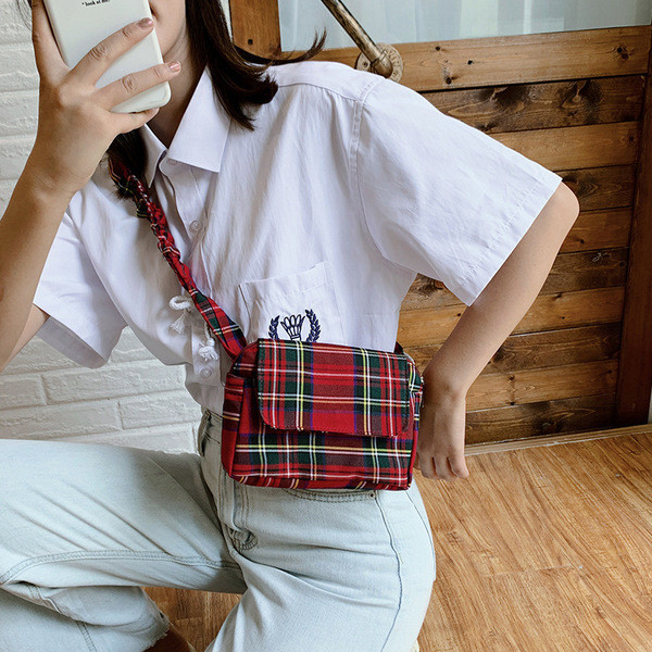 Új modell kockás női táska derékra és vállra