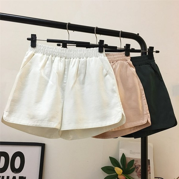 Női rövidnadrág elasztikus derékkal, különböző színekben