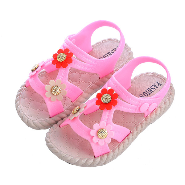 Vaikiškos basutės su 3D gėlių elementu ir sagomis