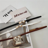 Női öko-bőr öv gyöngy díszítéssel