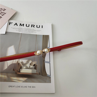 Női öko-bőr öv gyöngy díszítéssel