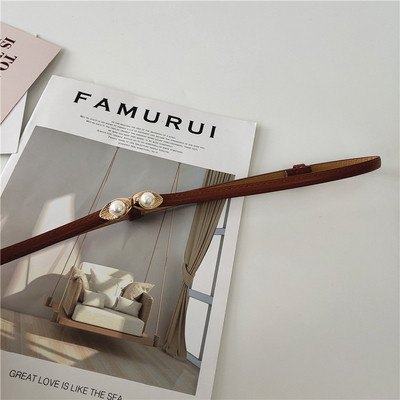 Női öko-bőr öv gyöngy díszítéssel