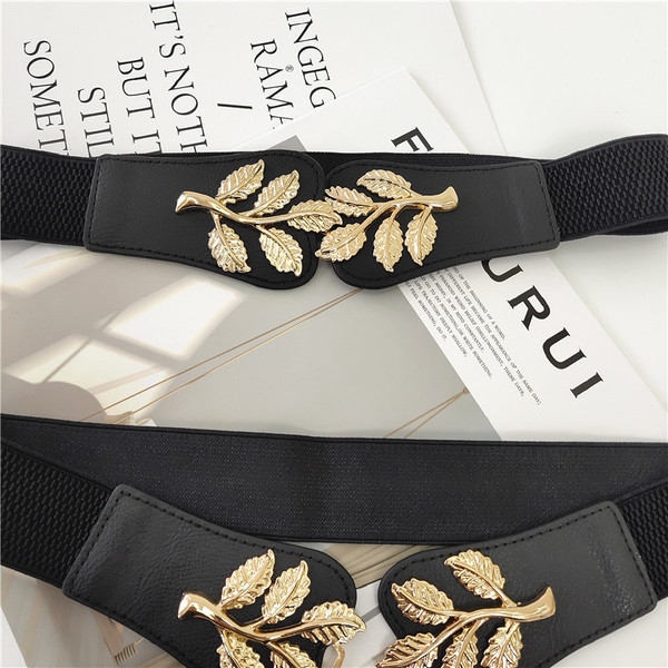 Retro elasztikus öv fekete fém elemmel