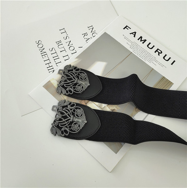 Elastični ženski široki remen s metalnim kopčanjem