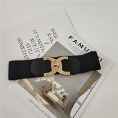 Női széles öv, fekete színű fém elemmel