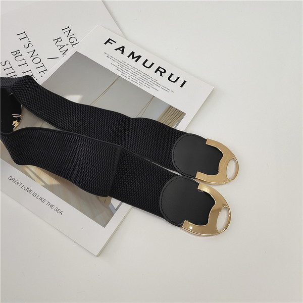 Női széles öv, fekete színű fém elemmel