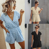 Γυναικεία casual ολόσωμη φόρμα με λαιμόκοψη και κοντά μανίκια