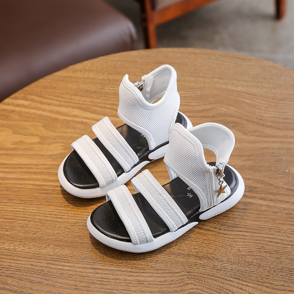 Alkalmi gyerekszandál cipzárral és vékony talppal