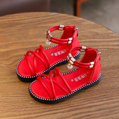 Moderne dječje sandale s perlama i patentnim zatvaračem