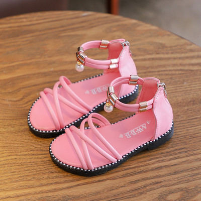 Moderne dječje sandale s perlama i patentnim zatvaračem