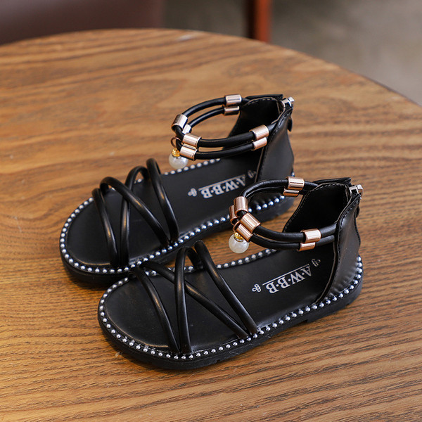 Moderne dječje sandale s perlama i patentnim zatvaračem