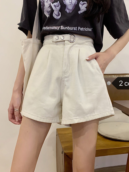 Дамски ежедневен къси панталони с висока талия и джобове 