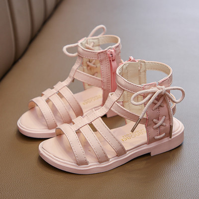 Casual παιδικά σανδάλια με κορδόνια και φερμουάρ