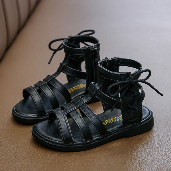 Casual παιδικά σανδάλια με κορδόνια και φερμουάρ