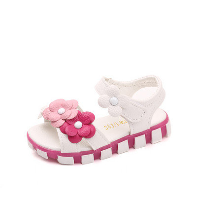 Модерни детски сандали с лепенка и 3D елемент цветя 
