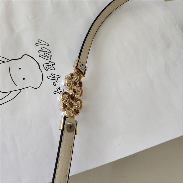 Tanak ženski kožni remen s biserima