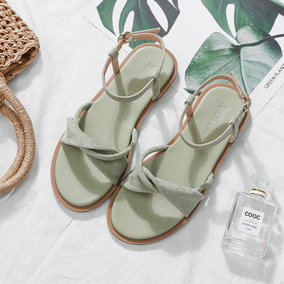 Női szandál öko velúrból, lapos talppal