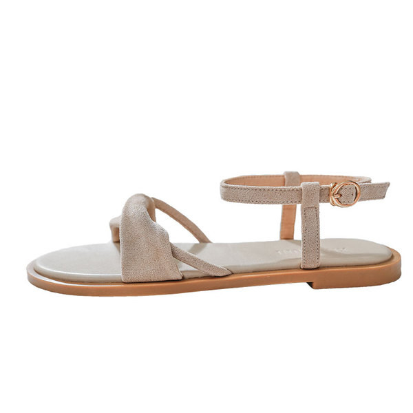 Női szandál öko velúrból, lapos talppal