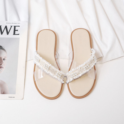 Παντόφλες casual γυναίκες με επίπεδη σόλα και λουράκι σιλικόνης