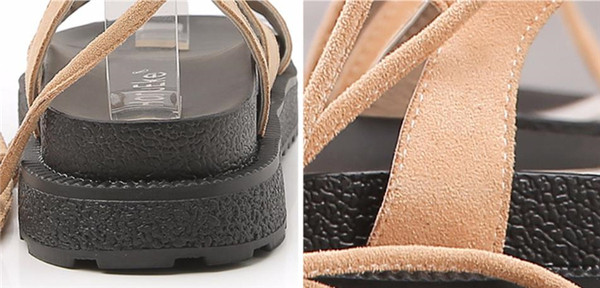 Moderne ženske sandale sa platformom i vezicama od eko brušene kože