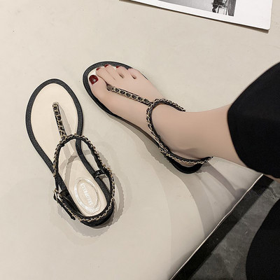 Casual γυναικεία σανδάλια σε δύο χρώματα με επίπεδη σόλα