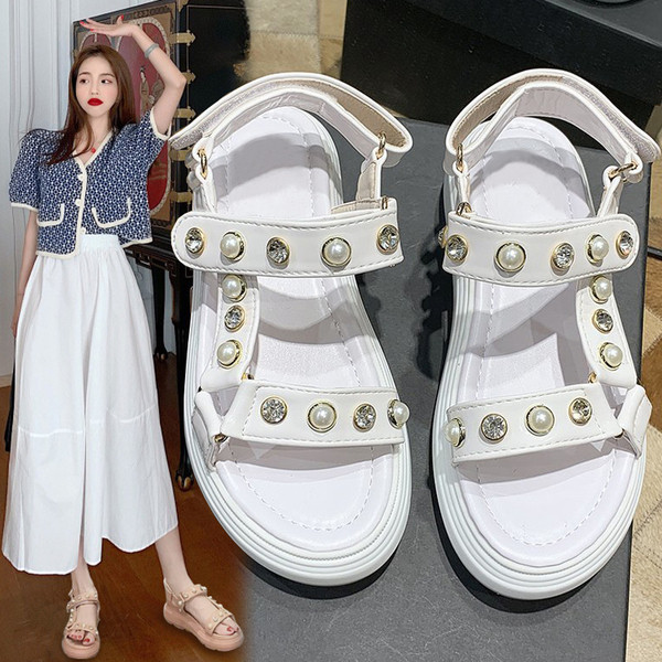 Ženske casual sandale sa perlama u tri boje