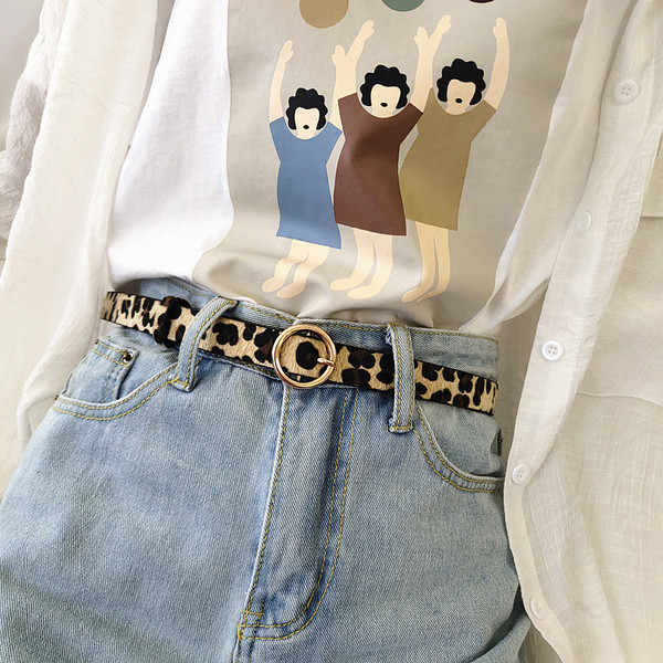 Öko velúrból készült női öv leopárd mintával